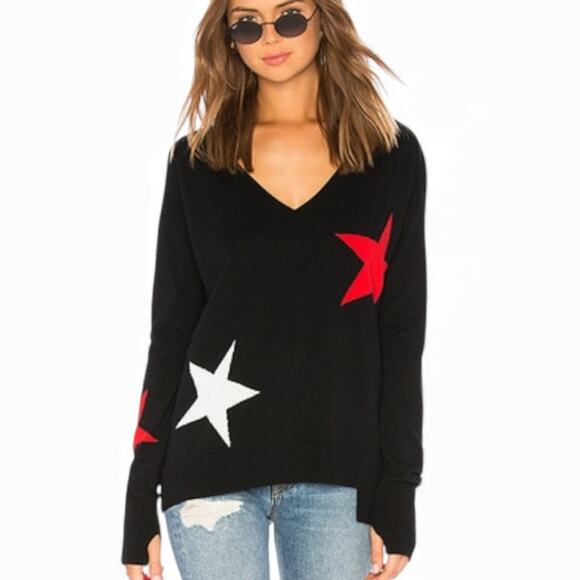 Pam & Gela Sweaters - PAM & GELA + REVOLVE Stars Intarsia Wool & Cashmere Blend Knit Sweater - Large